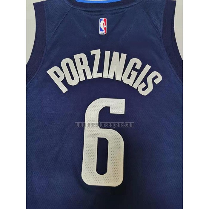 Camiseta Doncic Mavericks Kristaps Porzingis NO 6 Statement 2020-21 Azul